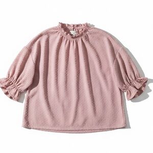Madewell Texture & Thread Clipdot Ruffle Top Sz Med Blush Pink (Wisteria Dove)
